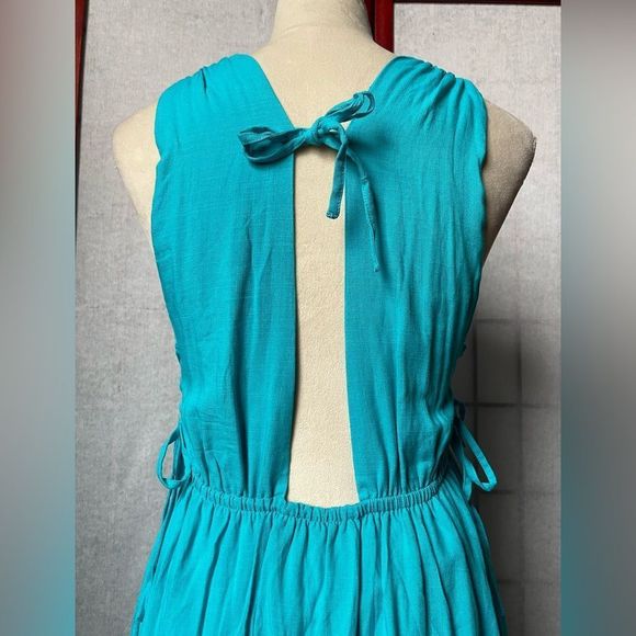 Cupshe NWT Turquoise V-Neck Dress w/ Open Back & Lace Up Ties on Sides (Small) - Picture 10 of 16